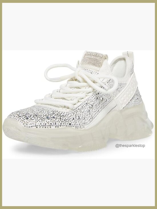Shoes - Rhinestone Embellished Vegan Suede Lace-Up Sneakers